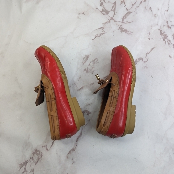 Tory Burch Loafer Women 9 39 Red Bean Boot Wellie Slip On Shoe Leather Rain Boat - Picture 16 of 16